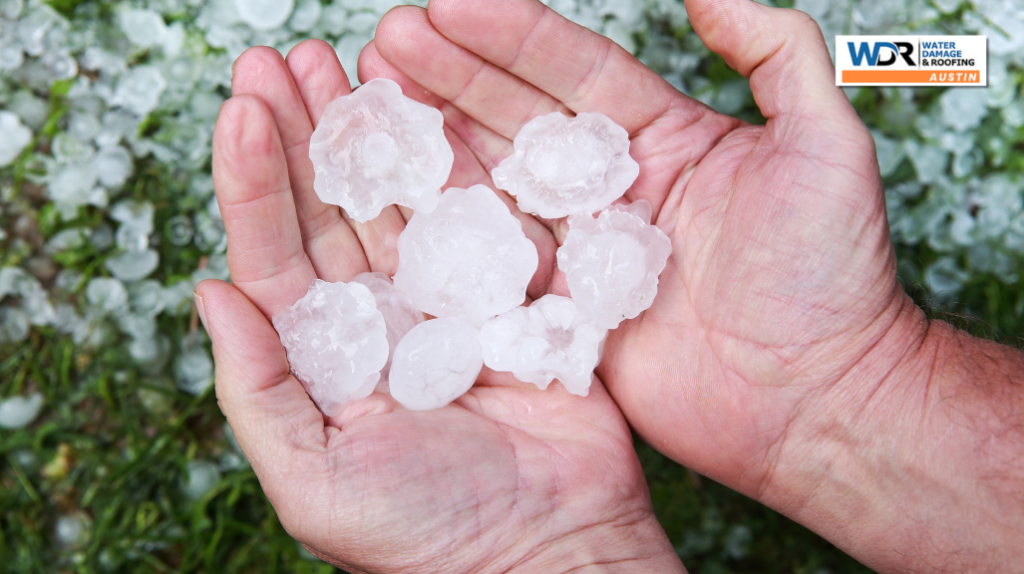 hail stone on person's palm