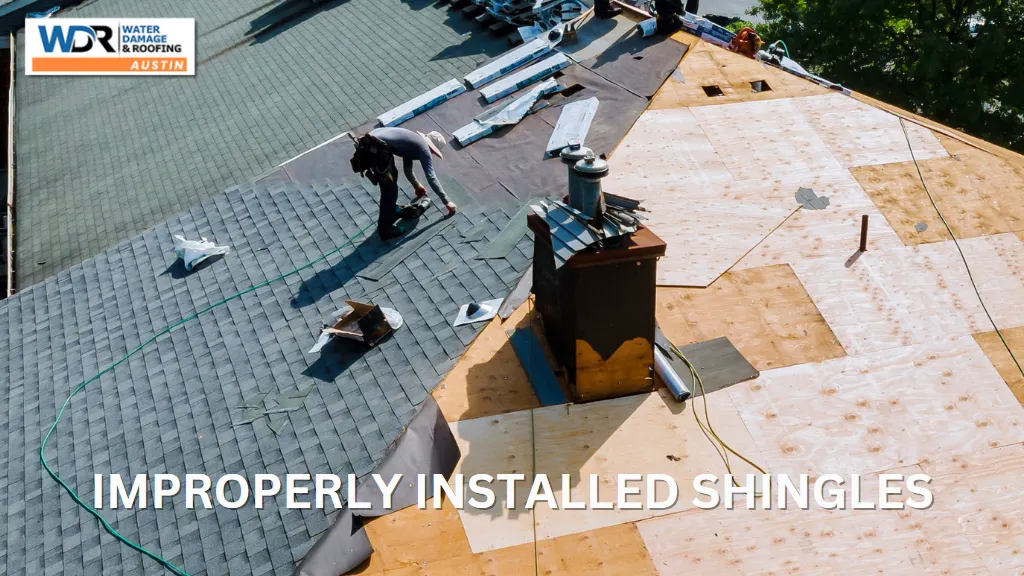 improperly installed roof shingles