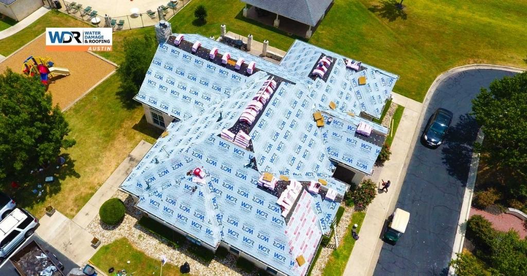 aerial view of a residential roof